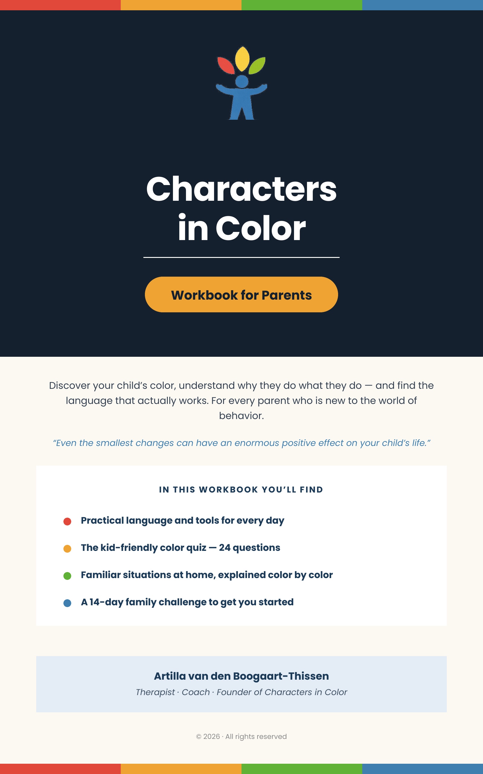 Cover of Characters in Color, Workbook for Parents